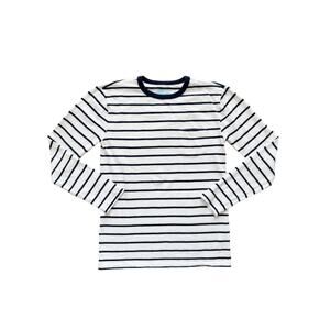 Crewcuts Navy Stripe Long Sleeve Pocket Tee Size 14
